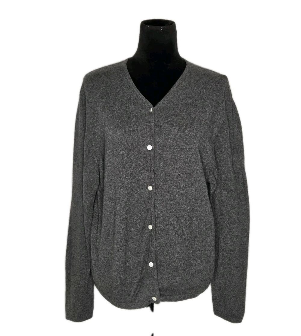 Kirkland Signature 2 Ply 100% Cashmere Cardigan Gray Soft Luxe Classic Women's L